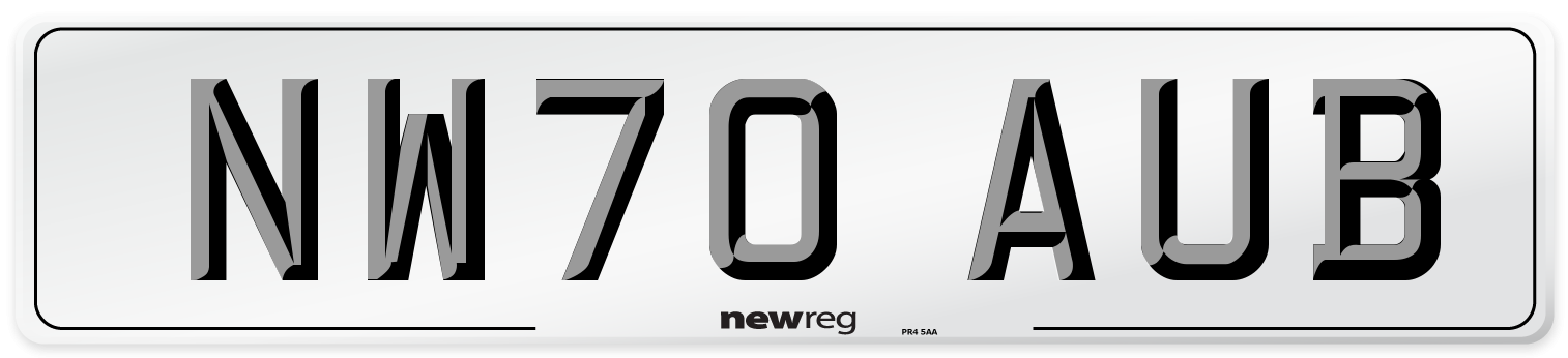 NW70 AUB Number Plate from New Reg